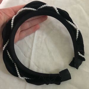 ASOS Black Velvet Headband with Faux Pearl Details